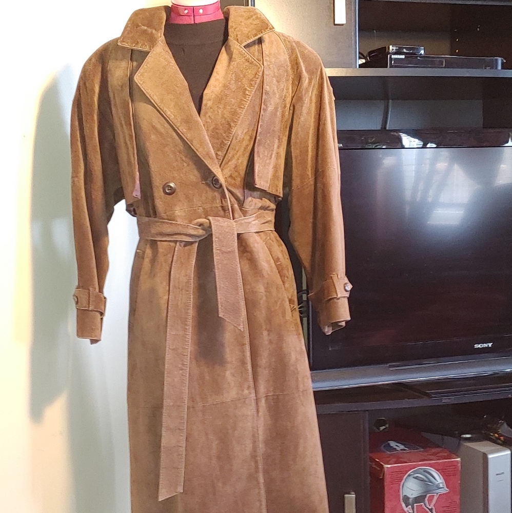 Vintage full length suede coat